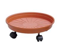 SOTTOVASO TONDO CON RUOTE SOTTO FIORIERA PLASTICA COLORE TERRACOTTA V/MIS 29375V