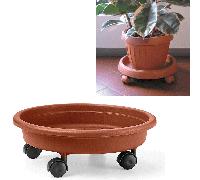 SOTTOVASO con RUOTE PLASTICA colore TERRACOTTA FIORIERA PLASTICA vari diametri