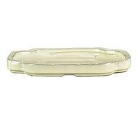Sottovaso per bonsai ovale (forma mokko) in gres smaltato bianco 28x21x2 cm - GA