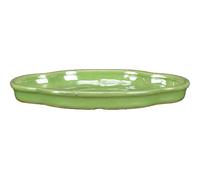 Sottovaso per bonsai ovale (forma mokko) in gres smaltato verde 27x20,5x2 cm - G
