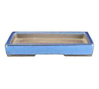 Sottovaso per bonsai rettangolare in gres smaltato blu 21x12x2 cm - BJ16a