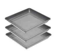 Sottovaso per piante, 3 pezzi, grigio, in plastica, quadrato, per il giardinaggio, 25 x 25 cm