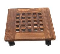 Sottovaso per Piante con Ruote, Vassoio in Legno e Plastica Marrone | Base Mobile per Vaso, Protezione del Pavimento, Portata Elevata, con Rotelle, per Interno e Balcone