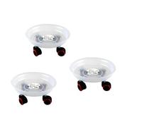 Sottovaso Rotondo Trasparente Vassoio per Piante con 4 Ruote Universale, per Vasi da Interno e Esterno (26cm, Rotondo, 3, Vassoio)