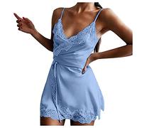 Sottoveste Donna Pizzo Autoreggenti A Rete Nere Pigiami da Larghi E da Notte per La Casa Sexy Confortevole con Reggicalze Tinta Unita Lingerie Elegante Sexy Donna Lingerie Rosso Blue XL
