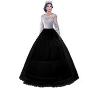 Sottoveste Donne 2 Cerchio Cerchi 1 Strato A-Line Sottogonna Regolabile Cordoncino Vita Abito da Sposa Crinoline Prom Dress 2 Hoop 1 Layer Underskirt Slip Sottovesti Sottogonne Bianco Nero(Nero,42)