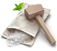 Sotuciar Lewis Bag and Manual Rompighiaccio, borsa per ghiaccio riutilizzabile in cotone con accessori in legno Bar Kitchen Accessory Kit per Crushes Ice Dried Ice. (2 pezzi)