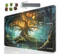 SOTWONSO Tappetino da gioco TCG da tavolo, dimensioni 60 x 35 cm, tappetino per mouse compatibile con MTG RPG CCG Trading Card Game tappetini da gioco con 6 dadi (tappetino da gioco con zone 113)