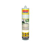Soudal, Acrilico Legno, 300ml, Grigio Chiaro, Verniciabile e Senza Solventi, Per Giunti su Parquet e Laminato, Ideale per Crepe nei Pavimenti, Per Battiscopa e Pareti