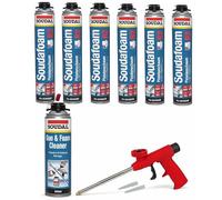SOUDAL SCHIUMA B2 PISTOLA Schiuma Set 6 pezzi con schiuma pistola Compact + Pulitore