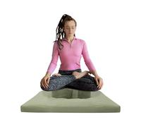 soudesileim Zabuton Zafu - Set di tappetino da meditazione quadrato, 80 x 80 x 8 cm, in cotone di alta qualità, rotondo, 40 x 13 cm, maniche di grano saraceno, rimovibile, lavabile in lavatrice (verde