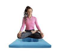 soudesileim Zabuton Zafu - Set di tappetino da meditazione quadrato, 80 x 80 x 8 cm, in cotone di alta qualità, rotondo, 40 x 13 cm, maniche di grano saraceno, rimovibile, lavabile in lavatrice (blu)