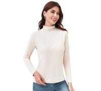 Soudittur Intimo Termico Donna a Collo Alto Maglia Termica da Donna Traspirante Invernale Basic Top a Manica Lunga S-XXL (IT, Testo, M, Regular, Regular, Beige)