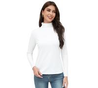 Soudittur Intimo Termico Donna a Collo Alto Maglia Termica da Donna Traspirante Invernale Basic Top a Manica Lunga S-XXL (IT, Testo, S, Regular, Regular, Bianco)