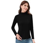 Soudittur Intimo Termico Donna a Collo Alto Maglia Termica da Donna Traspirante Invernale Basic Top a Manica Lunga S-XXL (IT, Testo, S, Regular, Regular, Nero)