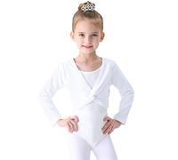 Soudittur Maglia a Incrocio Top da Danza Classica Cotone per Bambini in Rosa, Bianco, Nero (Bianca, 125-135 cm)