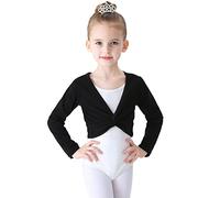 Soudittur Maglia a Incrocio Top da Danza Classica Cotone per Bambini in Rosa, Bianco, Nero (Nero, 95-105 cm)