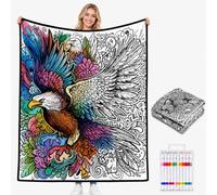 SOUFEEL Coperta da Colorare con Pennarelli per Tessuti 150x120 cm, Coperta Colorabile con 24 Pennarelli Inclusi per Adulti e Bambini, Regalo Originale per Famiglia e Amici (Stile 04)