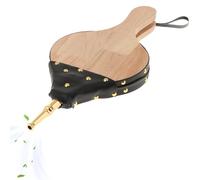 Souffleur d'air en bois - Soufflet de cheminée en cuir et bois massif | Outil manuel pour attiser le feu facilement, soufflage d'air puissant, design traditionnel et élégant, parfait pour barbecue
