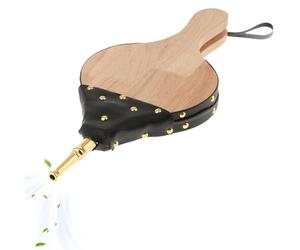 Souffleur d'air en bois - Soufflet de cheminée en cuir et bois massif | Outil manuel pour attiser le feu facilement, soufflage d'air puissant, design traditionnel et élégant, parfait pour barbecue