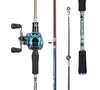 Sougayilang Baitcasting - Canna da pesca combinata a 2 sezioni, leggera, con mulinello super liscio, per acqua dolce e salata, 2,1Q-L
