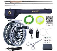 Sougayilang Canna da pesca a mosca e mulinello Combo, 4 sezioni ultra-peso portatile canna da mosca e mulinello in alluminio lavorato CNC pacchetto completo di avviamento con borsa per canne -FTQ5/6