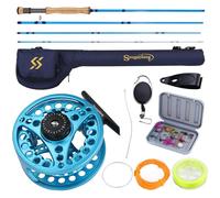 Sougayilang Canna da pesca a mosca e ruote Combo, 4 pezzi, leggera in grafite portatile e rotolo in alluminio lavorato a CNC, pacchetto completo con custodia per canna da pesca -B-7/8