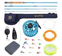 Sougayilang Canna da pesca a mosca e ruote Combo, 4 pezzi, leggera in grafite portatile e rotolo in alluminio lavorato a CNC, pacchetto completo con custodia per canna da pesca -B-5/6
