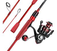 Sougayilang Canna da pesca combinata con mulinello da pesca, due sezioni, in grafite, con mulinello da pesca durevole, bobina in alluminio, regalo ideale per pescatori