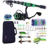 Sougayilang canna da pesca e mulinello combinati in fibra di carbonio telescopico canna da pesca Spinning Reel 12 +1 BB con custodia per la pesca Gear Kit-G24