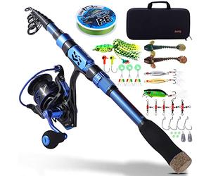 Sougayilang canna da pesca e mulinello combinati in fibra di carbonio telescopico canna da pesca Spinning Reel 12 +1 BB con custodia per la pesca Gear Kit-B27