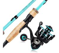 Sougayilang Canna da pesca e mulinello Combo, asta da pesca in acciaio inox con mulinello combinato per acqua salata e dolce-turchese-1,8 m e 3000