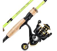 Sougayilang Canna da pesca e mulinello Combo, guide in acciaio inox canna da pesca con mulinello combinato per acqua salata e acqua dolce giallo-1,8 m e 3000