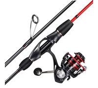 Sougayilang Canna da pesca e mulinello Combo, mulinello da spinning rosso leggero con canna da pesca Combo per Crappie, 1000/2000 Set di 2 bobine da spinning da 1,68 m - 1000, colore: rosso
