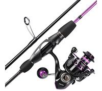 Sougayilang Canna da pesca e mulinello Combo, mulinello da spinning viola leggero con 2 pezzi Combo per Crappie, 1000/2000 Mulinello da spinning Set-1,8 m-2000 Mulinello viola