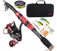 Sougayilang Canna da pesca e mulinello Combo Set con canna da pesca telescopica Accessori da pesca e sacchetto di trasporto per acqua salata dolce 1.8M Canna 2000 Mulinello con borsa