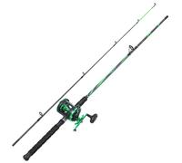 Sougayilang Canna da pesca e mulinello da 2,1 m, canna da surf a 2 sezioni, mulinello rotondo per baitcasting, con impugnatura sinistra/destra, adatta per pesca costiera/barca-R