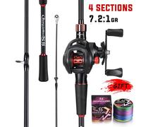 Sougayilang canna da pesca mulinello Combo 1.8 ~ 2.1m canna da Casting in fibra di carbonio e rapporto di trasmissione 7.2:1 Baitcasting Ree Max Drag 10kg per basso