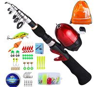 Sougayilang Canna da Pesca per Bambini con Canna Bobina telescopica Canna da Pesca Completa Kit Completo per Ragazzi, Ragazze e Adulti-Black