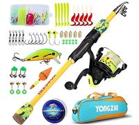 Sougayilang Canna da pesca per bambini telescopica portatile e combo mulinello con esche per borsa da pesca a mulinello per ragazze e ragazzi Y