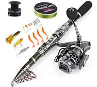 Sougayilang - Canna da pesca telescopica e mulinello in fibra di carbonio e accessori per viaggi in oceano e pesca d' acqua dolce e salata, Fishing Full Kits without Carrier Case, 2.1M/6.89FT