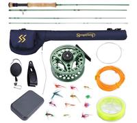 Sougayilang Canne da pesca a mosca e mulinelli Combo, canna da pesca a mosca in grafite portatile 4 pezzi e mulinello in alluminio lavorato CNC, set completo con custodia G-7/8