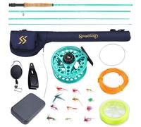 Sougayilang Canne da pesca a mosca e mulinello, canne leggere portatili in grafite a 4 sezioni e mulinelli in alluminio lavorato a CNC, pacchetto di avvio completo con borsa