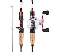 Sougayilang Casting Canna da pesca e mulinello Combo, 1,8 m/2,1 m MH canna da pesca con mulinello Baitcasting, combo a 2 sezioni, 21JYB-R