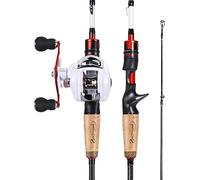 Sougayilang Casting Canna da pesca e mulinello Combo, 1,8 m/2,1 m MH canna da pesca con mulinello Baitcasting, combo a 2 sezioni, 21JYB-L