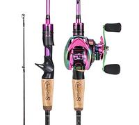 Sougayilang Casting Canna da pesca e mulinello Combo, 1,8 m/2,1 m MH canna da pesca con mulinello Baitcasting, combo a 2 sezioni, 21A150-R