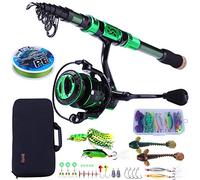 Sougayilang Combo canna da pesca e mulinello - canna da pesca telescopica in fibra di carbonio - mulinello da spinning 12 + 1 BB con custodia per il trasporto per acqua salata e d'acqua dolce kit di