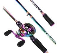 Sougayilang Fishing Rod and Reel Combo, Medium Fishing Pole with Baitcasting Reel Combo, 2-Piece Fishing Combo-6' and Left Handed Reel