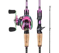 Sougayilang Kit Canna da Pesca con Mulinello da Lancio, Canna da Pesca da 1,8m/2,1m MH con Mulinello da Baitcasting, Canna da Pesca da 2 Sezioni Baitcaster Combo-21A150-L