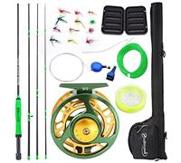 Sougayilang Kit di avviamento combinato per pesca a mosca standard, 5/6 peso 9' canna da mosca con manico in superpolimero, accessori, custodia da trasporto, custodia per Fly Box e mosche da pesca